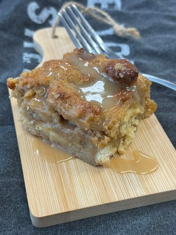 Bread Pudding with Homemade Vanilla Caramel Sauce - Thanksgiving Catering Pan
